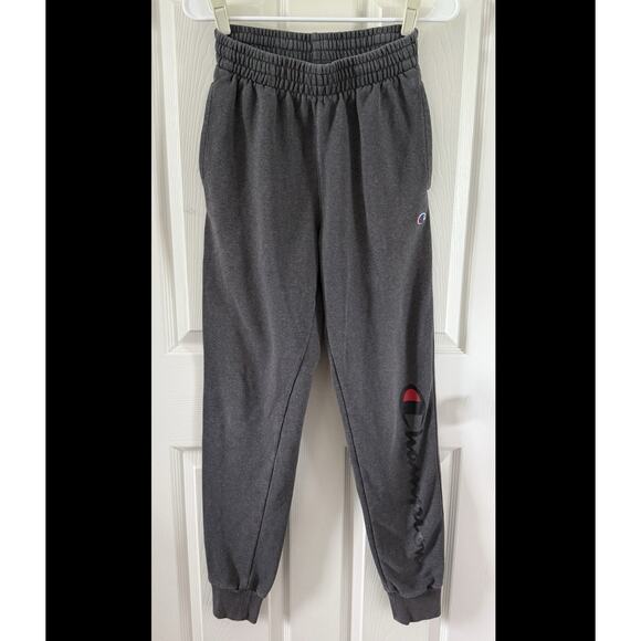 VTG Champion Sweatpants Mens Medium Gray Blue Logo Joggers Fleece 90s Y2K - Picture 1 of 5